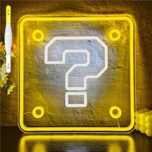 Super Mario Bros LED Question Block Neon Sign Light Game Room Nintendo NES New